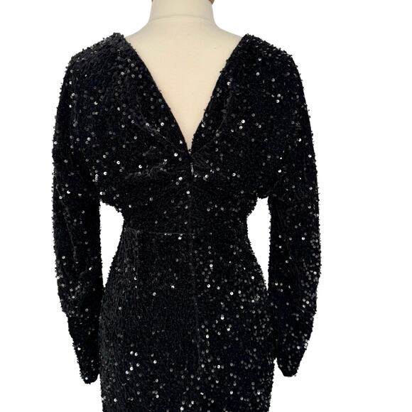 Fashion Nova One and Only Sequin Velvet Gown in Black Size Large NWOT - Picture 9 of 16